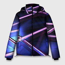 Куртка зимняя мужская Фиолетовая геометрическая абстракция, цвет: 3D-черный