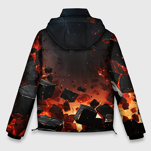 Мужская зимняя куртка Взрыв плит и огонь / 3D-Красный – фото 2