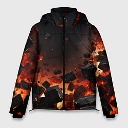 Куртка зимняя мужская Взрыв плит и огонь, цвет: 3D-красный