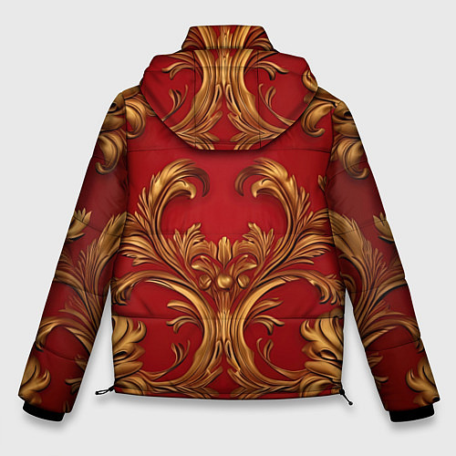 Мужская зимняя куртка Золотые узоры на красном / 3D-Черный – фото 2