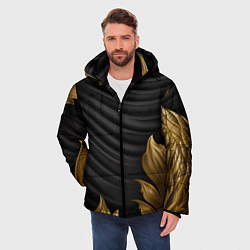 Куртка зимняя мужская Узоры золотые на черном фоне, цвет: 3D-светло-серый — фото 2