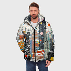 Куртка зимняя мужская Новогодний город, цвет: 3D-черный — фото 2