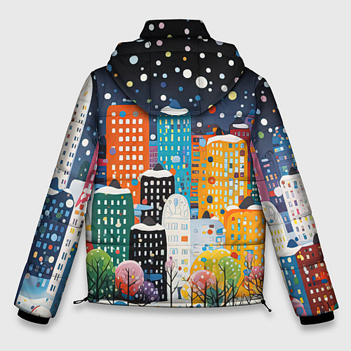 Мужская зимняя куртка Новогодний ночной город / 3D-Черный – фото 2
