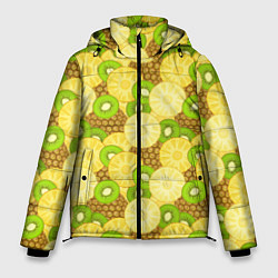Куртка зимняя мужская Фрукты - ананас и киви, цвет: 3D-черный