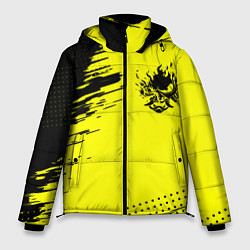 Куртка зимняя мужская Cyberpunk 2077 краски на чёрном, цвет: 3D-светло-серый