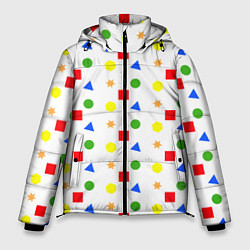 Куртка зимняя мужская Разноцветные геометрические фигурки, цвет: 3D-красный