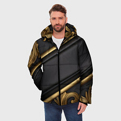 Куртка зимняя мужская Лепнина объемные узоры золотые, цвет: 3D-черный — фото 2