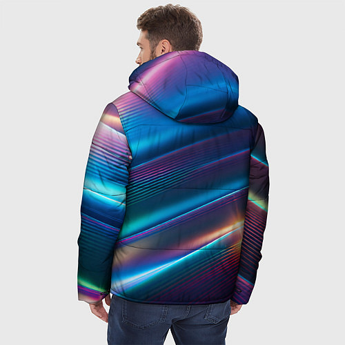 Мужская зимняя куртка Фантастические неоновые линии / 3D-Светло-серый – фото 4