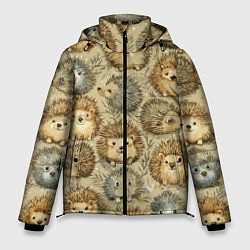 Куртка зимняя мужская Паттерн лесной ежик, цвет: 3D-красный