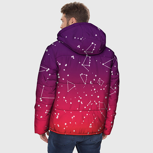 Мужская зимняя куртка Созвездия в розовом небе / 3D-Светло-серый – фото 4