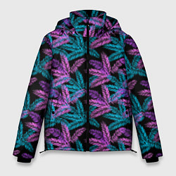 Куртка зимняя мужская Тропические пальмовые листья, цвет: 3D-черный