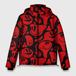 Куртка зимняя мужская Красные смайлы, цвет: 3D-светло-серый