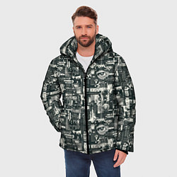Куртка зимняя мужская Абстрактная газетная тематика, цвет: 3D-черный — фото 2