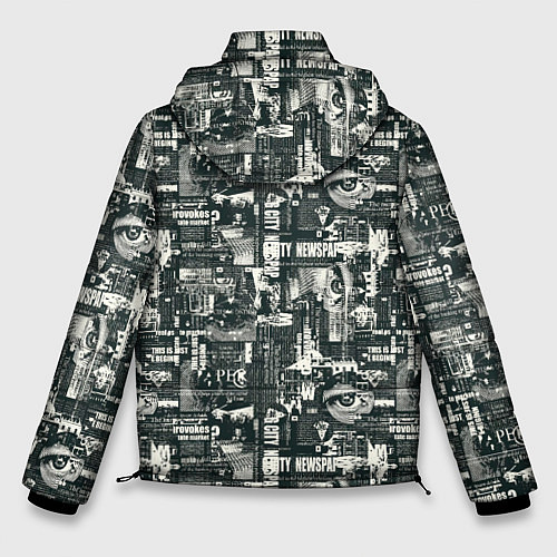 Мужская зимняя куртка Абстрактная газетная тематика / 3D-Светло-серый – фото 2