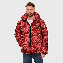 Куртка зимняя мужская Неоновые сердечки красные, цвет: 3D-светло-серый — фото 2