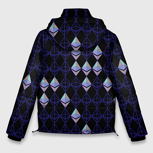 Мужская зимняя куртка Криптовалюта Ethereum на черном / 3D-Черный – фото 2