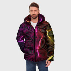 Куртка зимняя мужская Переплетающие цветные линии, цвет: 3D-черный — фото 2