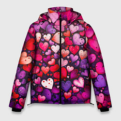 Куртка зимняя мужская Множество сердец, цвет: 3D-красный