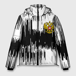 Куртка зимняя мужская Россия герб штриховка, цвет: 3D-светло-серый