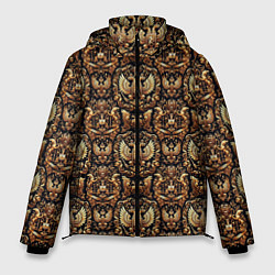 Мужская зимняя куртка Золотой объемный герб России паттерн