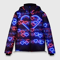 Куртка зимняя мужская Оковы-сердца, синяя половинка, цвет: 3D-черный