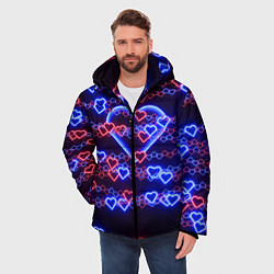 Куртка зимняя мужская Оковы-сердца, синяя половинка, цвет: 3D-светло-серый — фото 2