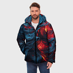 Куртка зимняя мужская Яркая волнистая абстракция, цвет: 3D-черный — фото 2