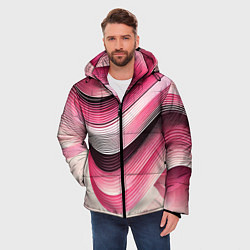 Куртка зимняя мужская Волны - текстура, цвет: 3D-черный — фото 2