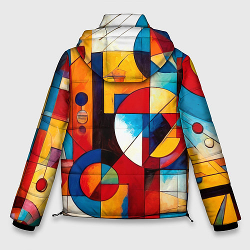 Мужская зимняя куртка Абстракция из ярких цветов и геометрических фигур / 3D-Черный – фото 2
