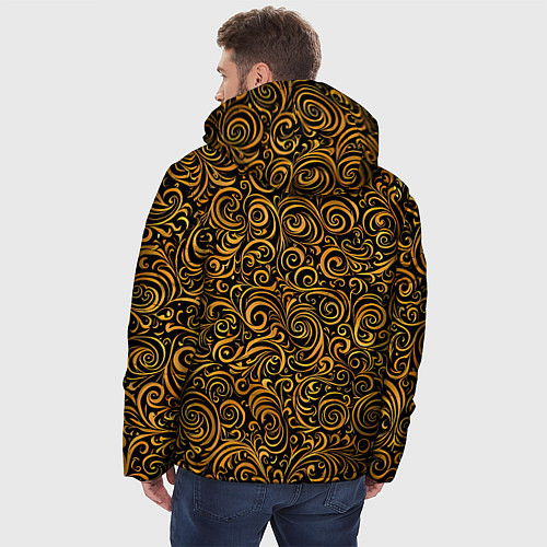 Мужская зимняя куртка Золотые узоры завитки / 3D-Светло-серый – фото 4