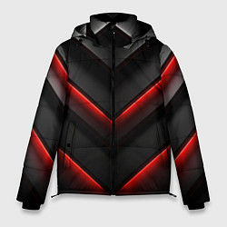 Куртка зимняя мужская Красное свечение на черном, цвет: 3D-красный