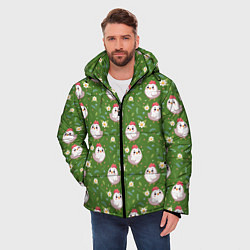 Куртка зимняя мужская Курица и цветы паттерн, цвет: 3D-красный — фото 2
