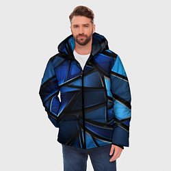 Куртка зимняя мужская Синие объемные геометрические объекты, цвет: 3D-светло-серый — фото 2