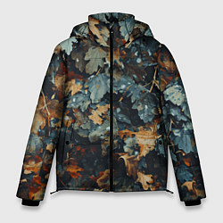 Куртка зимняя мужская Реалистичный камуфляж из сухих листьев, цвет: 3D-красный