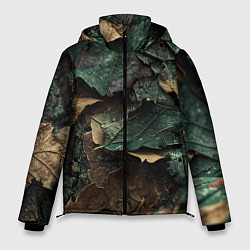 Куртка зимняя мужская Реалистичный камуфляж из листьев, цвет: 3D-красный