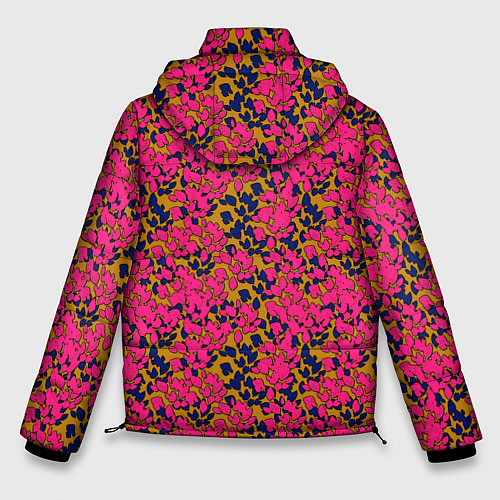 Мужская зимняя куртка Взаимосвязанные листочки, розового жёлтого и синег / 3D-Черный – фото 2