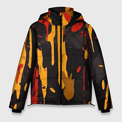 Куртка зимняя мужская Красные желтые оранжевые пятна краски абстракция, цвет: 3D-черный