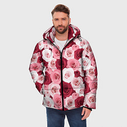 Куртка зимняя мужская Красные и розовые розы, цвет: 3D-красный — фото 2