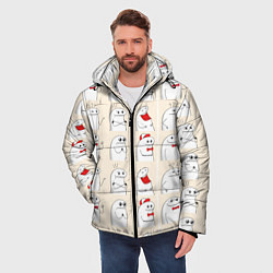 Куртка зимняя мужская Смешные мемы паттерн, цвет: 3D-красный — фото 2