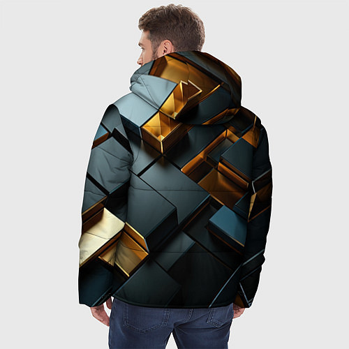 Мужская зимняя куртка Черные и золотые слитки / 3D-Светло-серый – фото 4