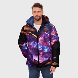 Куртка зимняя мужская Фиолетовые комические камни, цвет: 3D-черный — фото 2