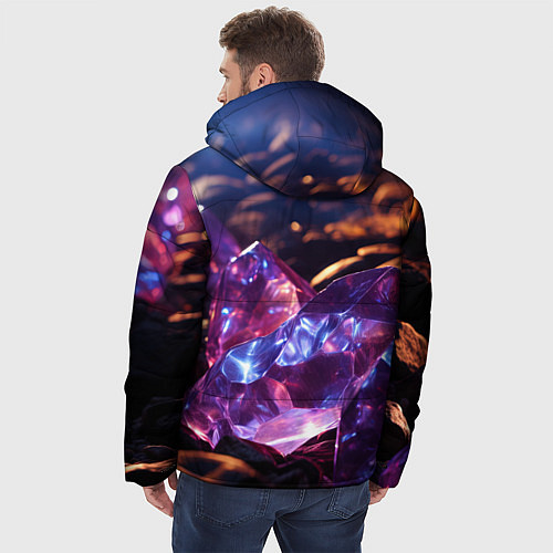 Мужская зимняя куртка Фиолетовые комические камни / 3D-Светло-серый – фото 4
