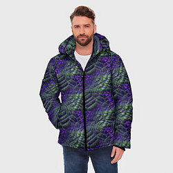 Куртка зимняя мужская Фиолетово-зеленые ромбики, цвет: 3D-черный — фото 2