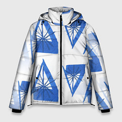 Мужская зимняя куртка Акварельные треугольники со снежинками