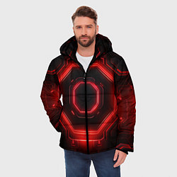 Куртка зимняя мужская Nvidia style black and red neon, цвет: 3D-светло-серый — фото 2