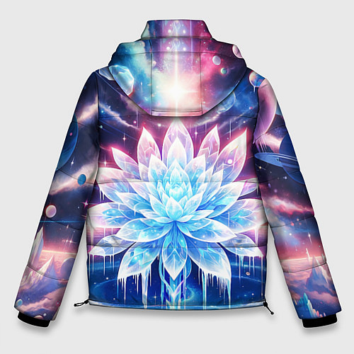 Мужская зимняя куртка Космический цветок из льда - эзотерический лотос / 3D-Черный – фото 2