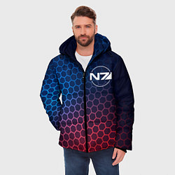 Куртка зимняя мужская Mass Effect неоновые соты, цвет: 3D-черный — фото 2