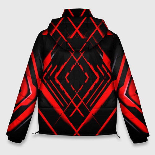 Мужская зимняя куртка Красные линии ромб / 3D-Черный – фото 2