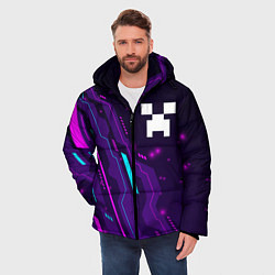 Куртка зимняя мужская Minecraft neon gaming, цвет: 3D-черный — фото 2