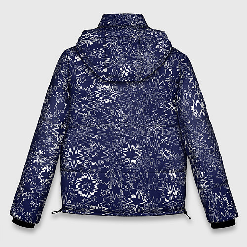 Мужская зимняя куртка Тёмно-синий с белым абстрактный искажение / 3D-Светло-серый – фото 2